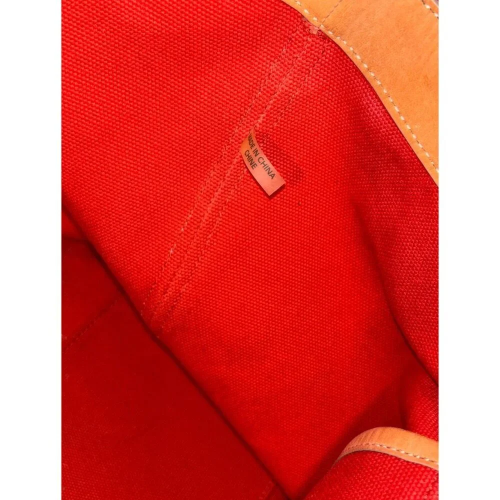 Coach Bleecker Orange Canvas &‎ Tan Leather Beach Unisex Tote Bag 71321 5825 - Picture 6 of 12